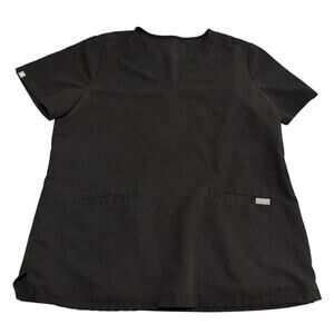 Figs large black scrub top sz L has logo removed on front/wear